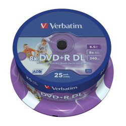 VERBATIM DVD+R DL AZO 8,5GB, 8x, printable, spindle 25 ks