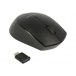 Delock mini - Myš - pravák a levák - optický - 3 tlačítka - bezdrátový - 2.4 GHz - bezdrátový přijímač USB - černá - maloobchod