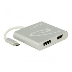 Delock - Externí video adaptér - USB-C - HDMI, DisplayPort - stříbrná - maloobchod