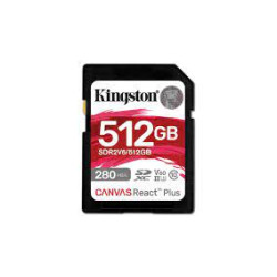 Kingston paměťová karta 512GB Canvas React Plus SDXC UHS-II 280R 150W U3 V60 for Full HD 4K