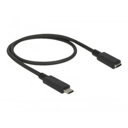 Delock - Prodlužovací USB kabel - USB-C (M) do USB-C (F) - USB 3.1 Gen 1 - 3 A - 50 cm - černá