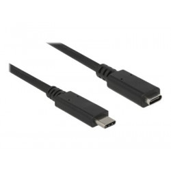 Delock - Prodlužovací USB kabel - USB-C (M) do USB-C (F) - USB 3.1 Gen 1 - 3 A - 1 m - černá