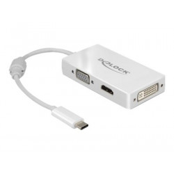 Delock - Externí video adaptér - USB-C - DVI, HDMI, VGA - bílá