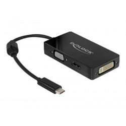 Delock - Externí video adaptér - USB-C - DVI, HDMI, VGA - černá