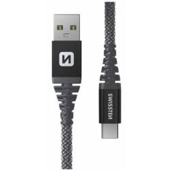 SWISSTEN DATOVÝ KABEL KEVLAR USB USB-C 1,5 M ANTRACIT