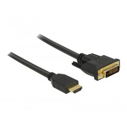 Delock - Kabel adaptéru - DVI-D s piny (male) do HDMI s piny (male) - 2 m - trojnásobně stíněný - černá - křídlové šrouby