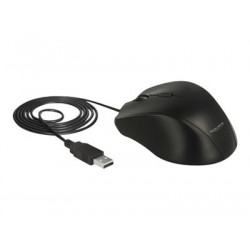 Delock - Myš - levák - optický - 5 tlačítka - kabelové - USB - černá - maloobchod