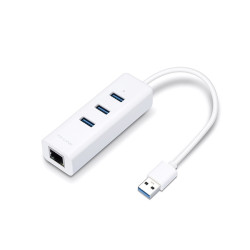 TP-Link UE330 síťový adaptér, USB3.0, 1x 10 100 1000Mbps + USB hub 3x USB 3.0 porty