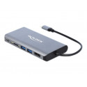 Delock - Externí video adaptér - USB-C 3.1 Gen 1 - HDMI, DisplayPort, RJ-45, USB 3.0 - šedá - maloobchod