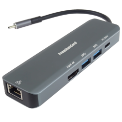 PremiumCord USB-C na HDMI, 2x USB3.2, PD 100W,RJ45