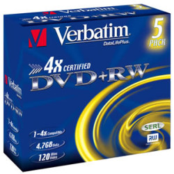 VERBATIM DVD+RW(5-Pack)Jewel 4x DLP 4.7GB