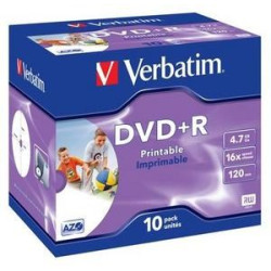 VERBATIM DVD+R(10-Pack)Printable Jewel 16x 4.7GB