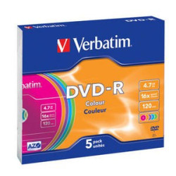 VERBATIM DVD-R(5-Pack)Slim Colour 16x 4.7GB