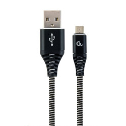 GEMBIRD Kabel USB 2.0 AM na MicroUSB (AM BM), 1m, opletený, černo-bílý, blister, PREMIUM QUALITY