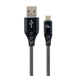 GEMBIRD Kabel USB 2.0 AM na MicroUSB (AM BM), 2m, opletený, černo-bílý, blister, PREMIUM QUALITY