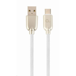 GEMBIRD Kabel USB-A na USB-C kabel (AM CM), 2m, pogumovaný, bílý, blister