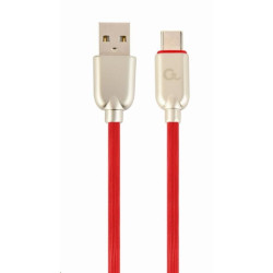 GEMBIRD Kabel USB-A na USB-C kabel (AM CM), 2m, pogumovaný, červený, blister