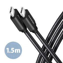 AXAGON BUCM3-CM15AB, SPEED kabel USB-C  USB-C, 1.5m, USB 3.2 Gen 1, PD 60W 3A, ALU, oplet, černý