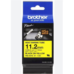 BROTHER smršťovací bužírka - HSE-631E žlutá pro E300VP H300 H500 E550 P700 P750 D800 P900 P950 - 11,2,, 2,1-7mm 3:1