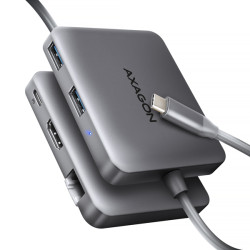 AXAGON HMC-5HL USB 5Gbps hub, 2x USB-A, HDMI 4k 60Hz, RJ-45 GLAN, PD 100W, kabel USB-C 20cm