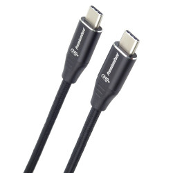 PREMIUMCORD Kabel USB-C M M, 240W 480Mbps černý bavlněný oplet, 2m