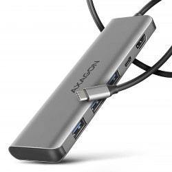 AXAGON HMC-5H, USB 5Gbps hub, 3x USB-A, HDMI 4k 30Hz, PD 100W, kabel USB-C 100cm