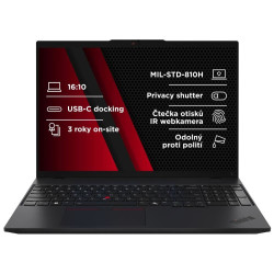 Lenovo ThinkPad L16 Gen 1 (AMD) 16" R5-7535U 16 GB 512 GB AMD Radeon 660M Graphics Windows 11 Pro Černá