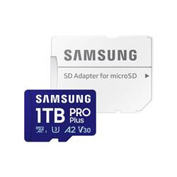 Samsung paměťová karta 1TBGB PRO Plus micro SDXC CL10 U3 (č z: až 180 až 130MB s) + USB adaptér