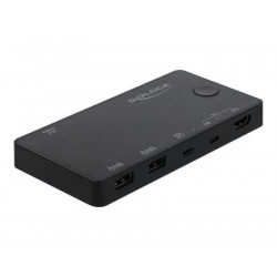 Delock HDMI USB-C KVM Switch 4K 60 Hz with USB 2.0 - Přepínač KVM USB - 1 místní uživatel - desktop