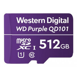 WD Purple SC QD101 WDD512G1P0C - Paměťová karta flash - 512 GB - UHS-I U1 Class10 - microSDXC UHS-I - purpurová