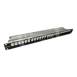 Solarix Patch panel pro 24 Keystone 1U černý, Solarix Patch panel pro 24 Keystone neosazený modulární 1U černý