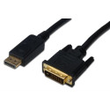 Digitus Adaptérový kabel DisplayPort, DP - DVI (24 + 1) M M, 2,0 m, s blokováním, kompatibilní s DP 1.1a, CE, bl