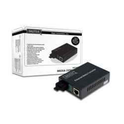 DIGITUS Media Converter, Multimode, 10 100 1000Base-T to 1000Base-SX, Incl. PSU SC connector, Up to 0.5km