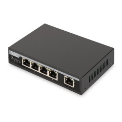 Digitus Fast Ethernet PoE Switch 4-portový PoE + 1-portový uplink, 62W PoE Budget