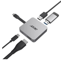 Acer 4in1 Type C dongle: 1x HDMI (až 4K@30Hz), 2x USB3.2 (5Gbps Data Transfer), 1x USB-C (Power Delivery max. 100W)