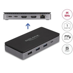 Delock Dokovací stanice USB Type-C™ 4K - duální HDMI MST USB Gibabit LAN PD 3.0 85 W