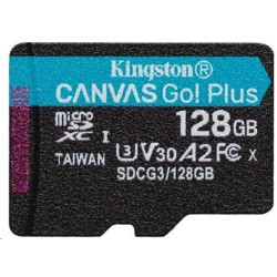 Kingston MicroSDXC karta 128GB Canvas Go! Plus, R:170 W:90MB s, Class 10, UHS-I, U3, V30, A2