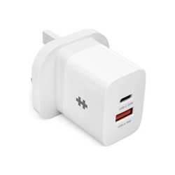 HyperJuice - Síťový adaptér - 3.1 A - PD - 2 výstupní konektory (USB, 24 pin USB-C) - bílá - Velká Británie