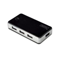 Digitus USB 2.0 Hub 7-port, 7x USB A F, 1x USB mini vč. ext. napájení 5V DC 3,5A, 1m, bl