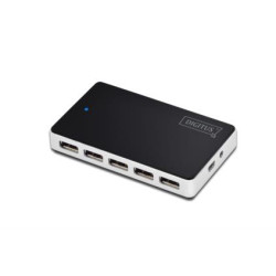 Digitus USB 2.0 Hub 10 port, 10x USB A F, 1x USB mini vč. napájení 5V DC 4A, 1m, bl