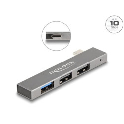 Delock 3 portový štíhlý USB Hub z USB Type-C™ na 1 x USB 10 Gbps USB Typ-A + 2 x USB 2.0 Typ-A