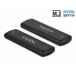 Delock Externí kombinované pouzdro USB Type-C™ pro M.2 NVMe PCIe nebo pro SATA SSD - beznástrojové