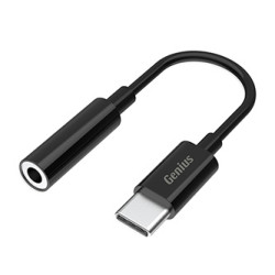 USB Audio převodník, USB C samec - Jack (3.5mm) samice, stereo, černá, Genius ACC-C100