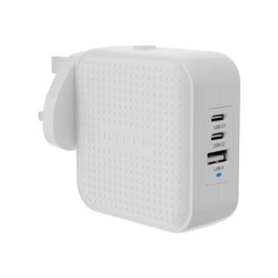 Targus HyperJuice - Síťový adaptér - GaN - 70 Watt - Power Delivery 3.0 + PPS, Quick Charge 3.0 - 3 výstupní konektory (2 x USB-C, USB) - bílá