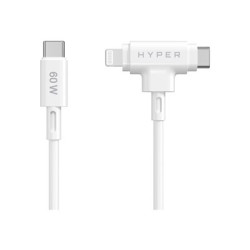 HyperJuice - Kabel Lightning - 24 pin USB-C s piny (male) do 24 pin USB-C, Lightning s piny (male) - 1.5 m - bílá