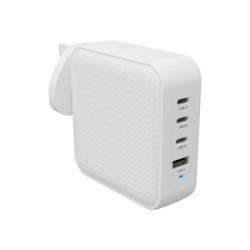 Targus HyperJuice - Síťový adaptér - GaN - 100 Wh - Power Delivery 3.0 + PPS, Quick Charge 3.0 - 4 výstupní konektory (3 x USB-C, USB) - bílá