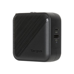 Targus - Síťový adaptér - GaN - 65 Watt - PD - 2 výstupní konektory (24 pin USB-C, USB typ A) - černá