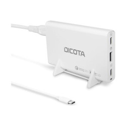 DICOTA - Síťový adaptér - univerzální - 65 Watt - PD 3.0, QC 4+ - 3 výstupní konektory (2 x USB-C, USB) - na kabelu: USB-C - bílá