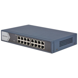 HIKVISION switch DS-3E0516-E(B) 16x port 10 100 1000 Mbps RJ45 ports 32 Gbps napájení 220 VAC, 0.3 A