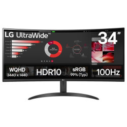 LG monitor 34WR50QK-B VA 34" QHD zakřivený 3440x1440 21:9 300 cd m2 5ms (GtG) HDMI DP on screen control HDR 10